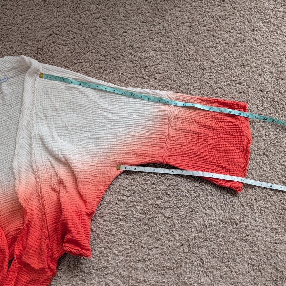 Young Fabulous & Broke Orange White Ombre Francesca Bell Sleeve Top Size Large - Picture 8 of 8